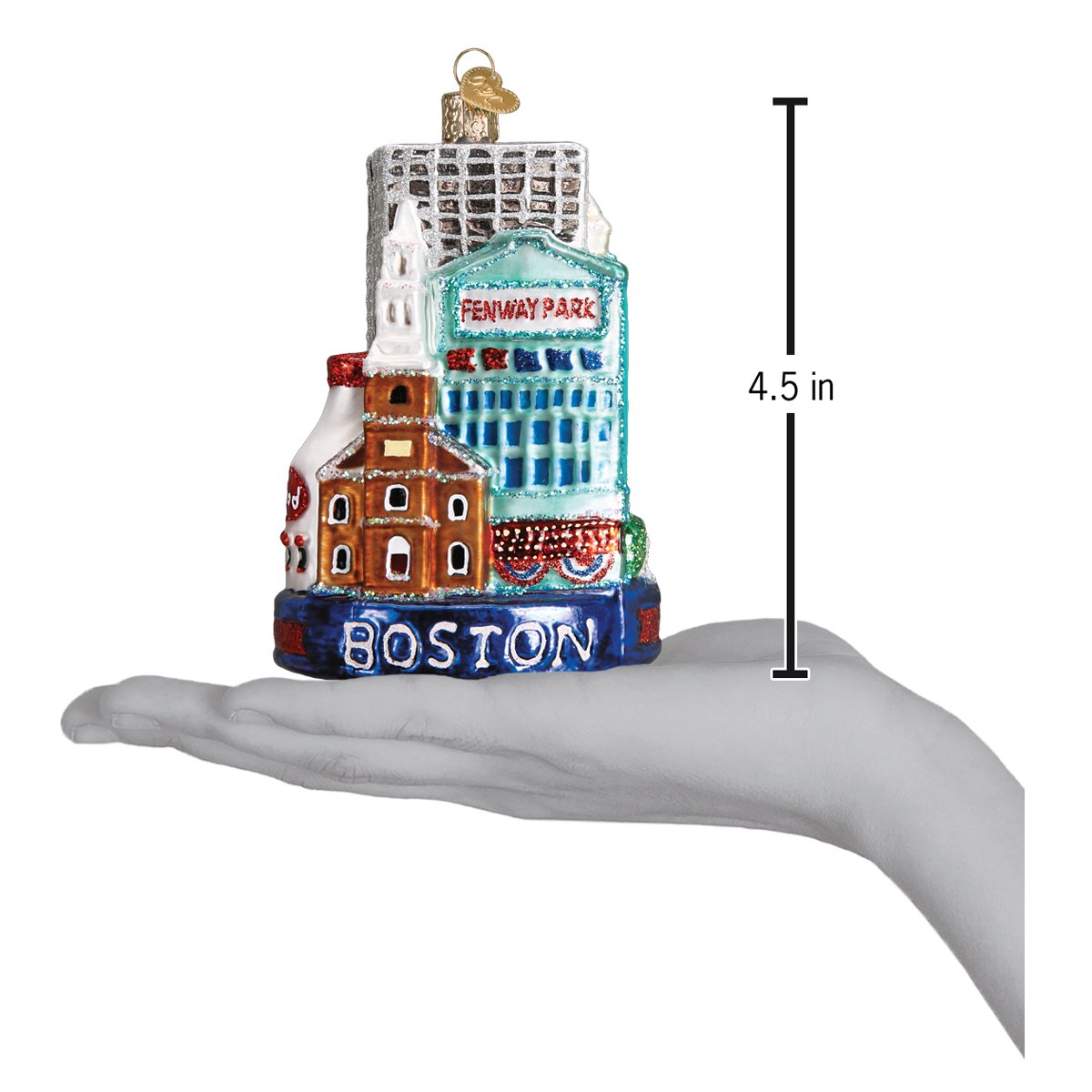 Boston City Ornament featuring Fenway Park and historic Boston landmarks, 4.5 inches tall.