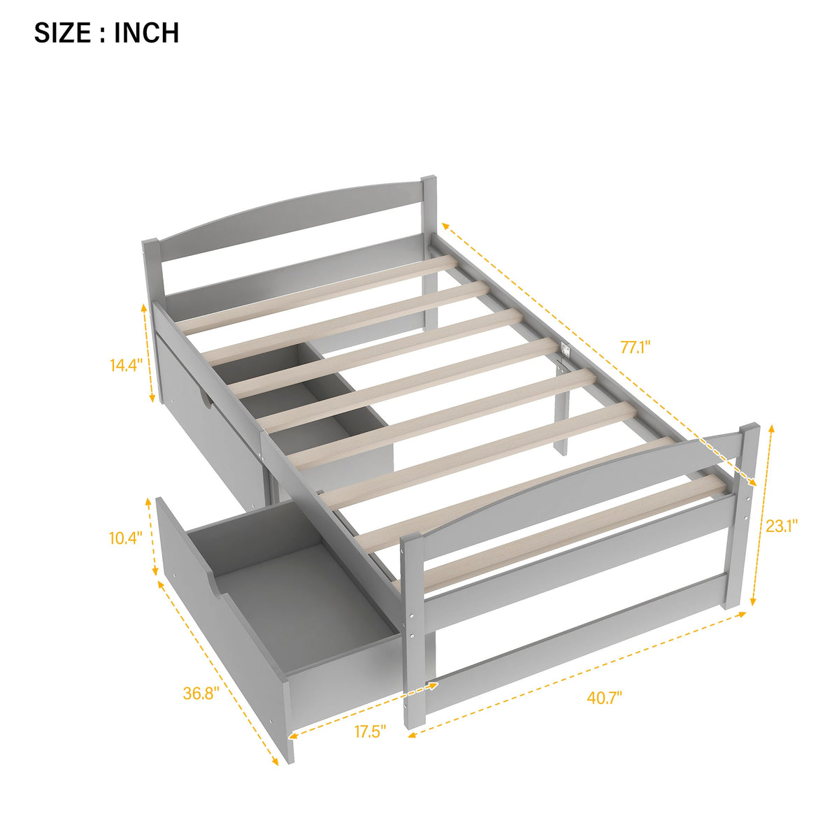 Twin Size Platform Bed With Two Drawers