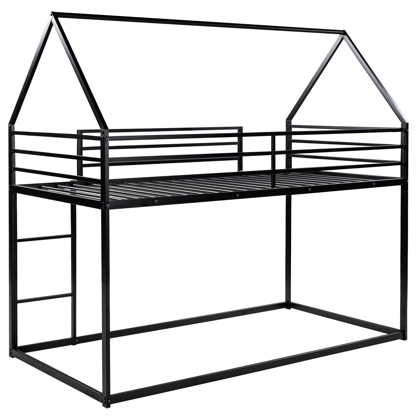 Twin Over Twin House Bunk Bed with Built-in Ladder