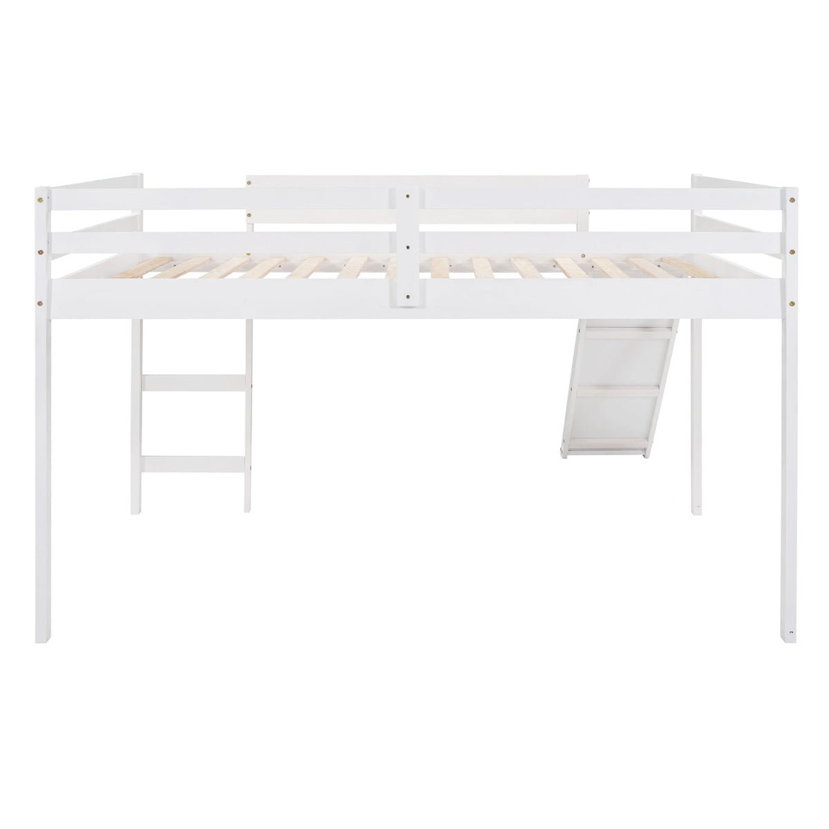Loft Bed with Slide, Multifunctional Design, Full (White)