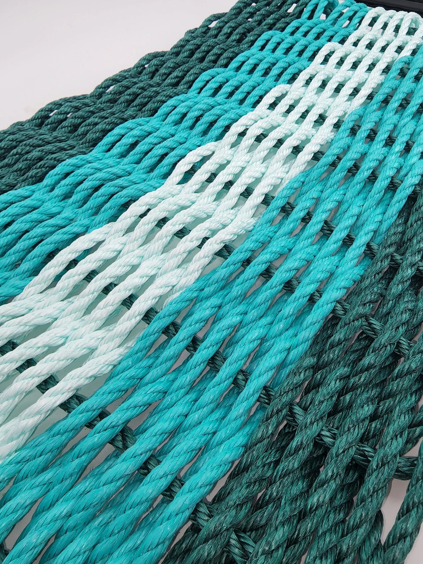 Lobster Rope Mat Hunter Green, Teal and SeaFoam
