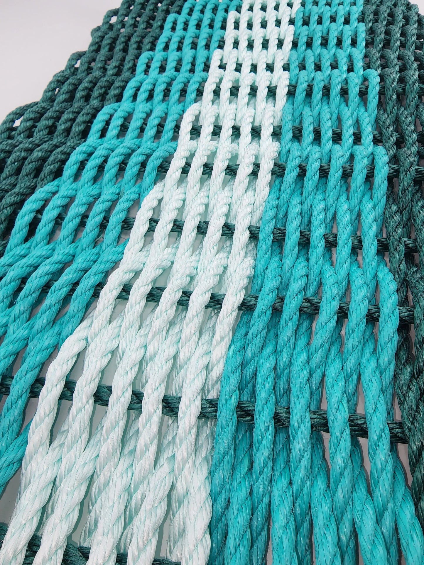 Lobster Rope Mat Hunter Green, Teal and SeaFoam
