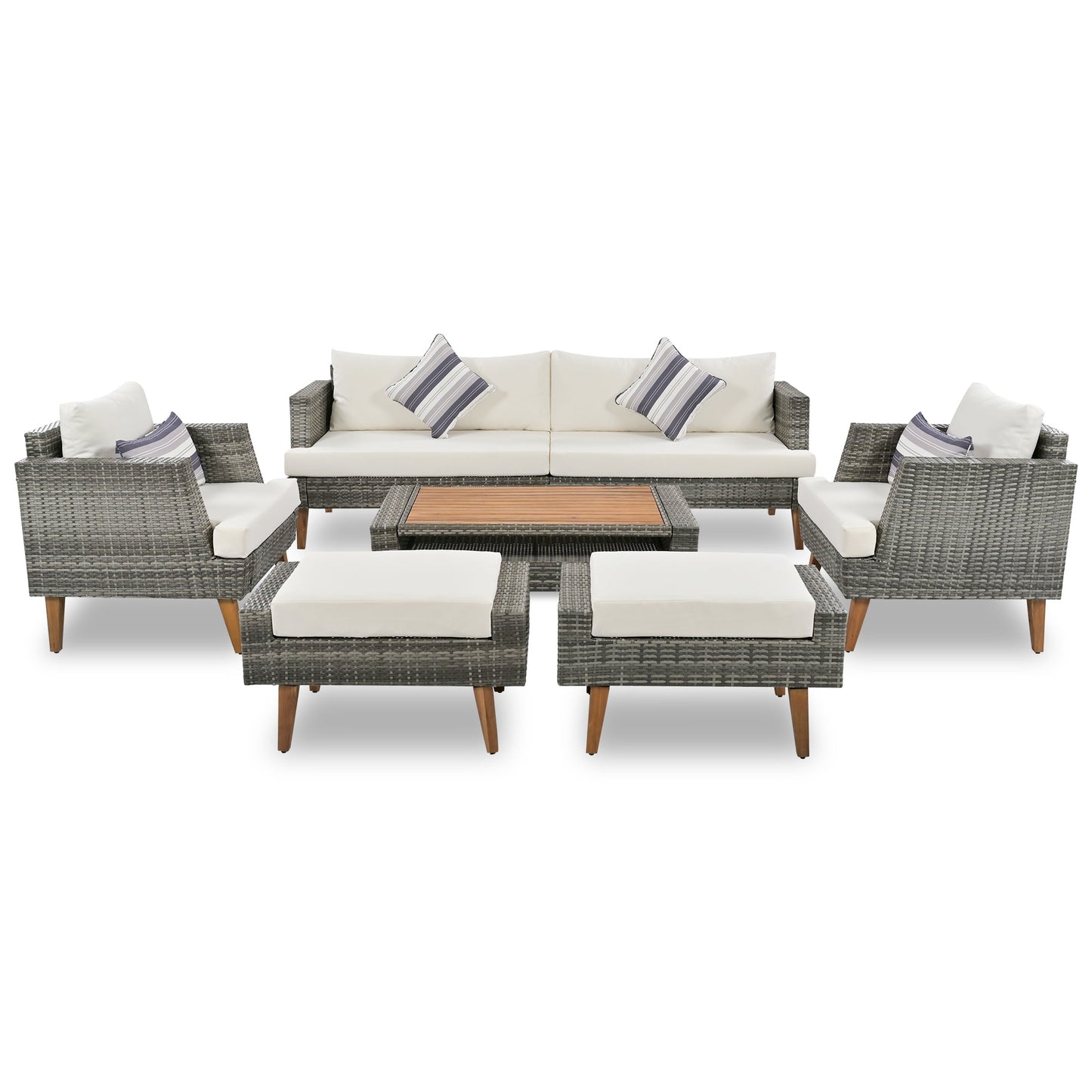 6-Pieces All Weather PE Wicker Sofa Set
