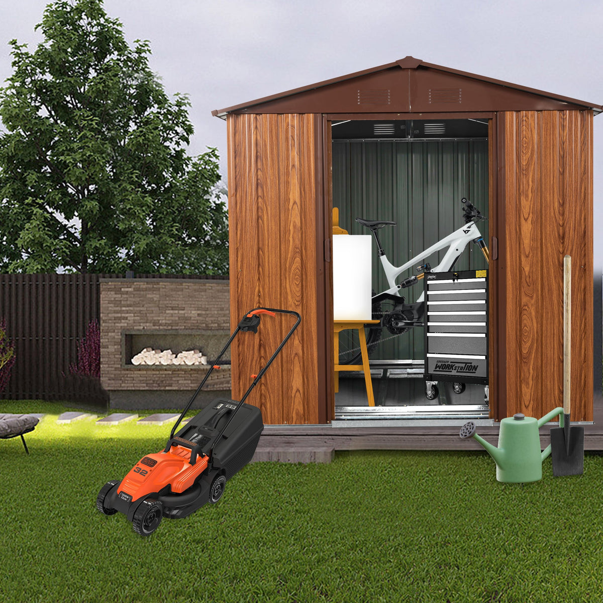 6ft x 6ft Outdoor Metal Storage Shed with Window
