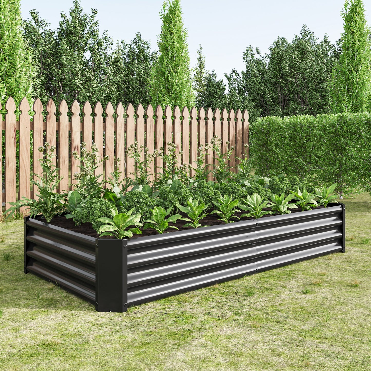 Raised Garden Bed Outdoor - 6×3×1ft Metal Planter
