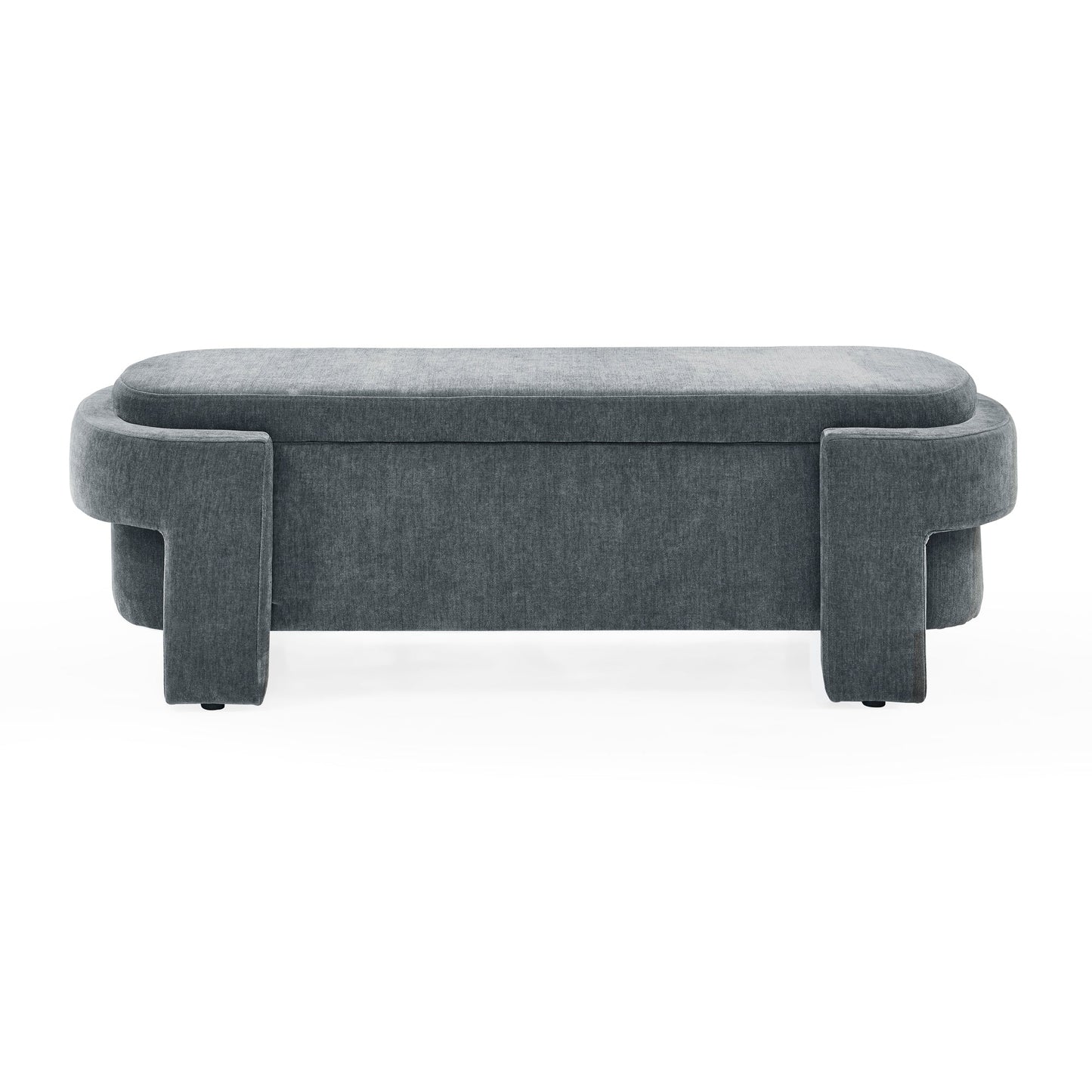 Chenille Upholstered Bench with Storage