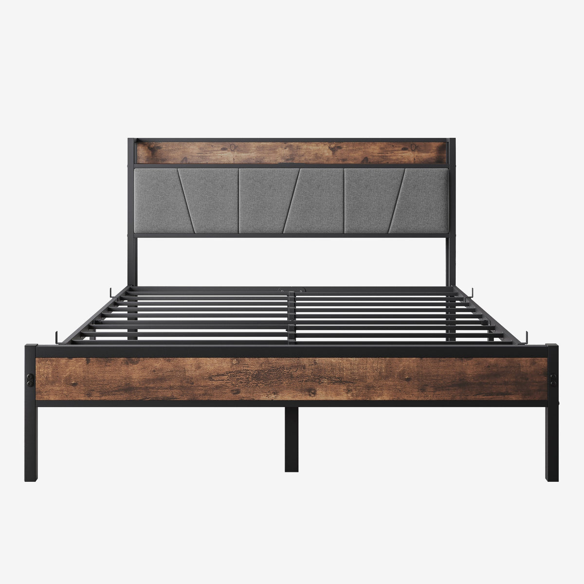 Queen Size Bed Frame with Storage Headboard