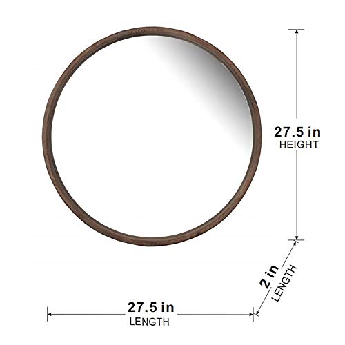 27.5" Round Wood Mirror