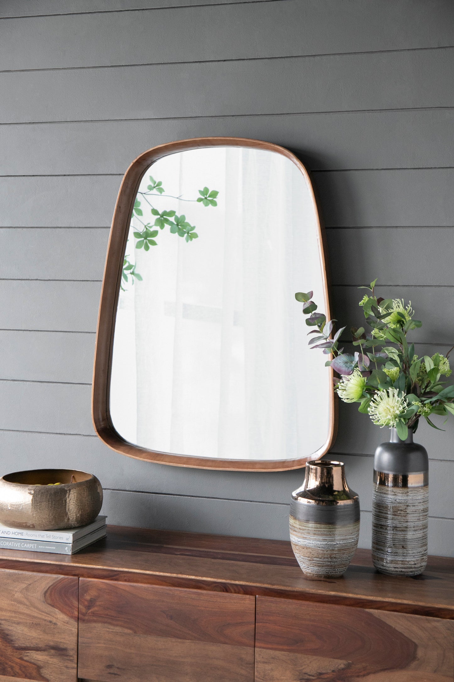 27"x37" Irregular Mirror with Wood Frame