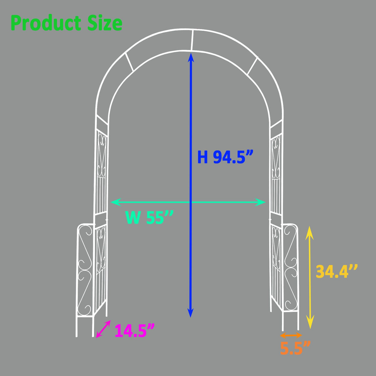 Metal Garden Arch W55'' x H94.5''