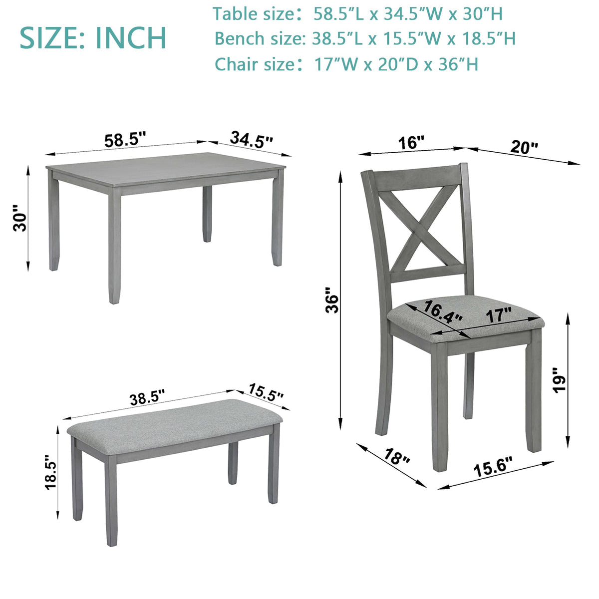 6 Piece Kitchen Dining Set
