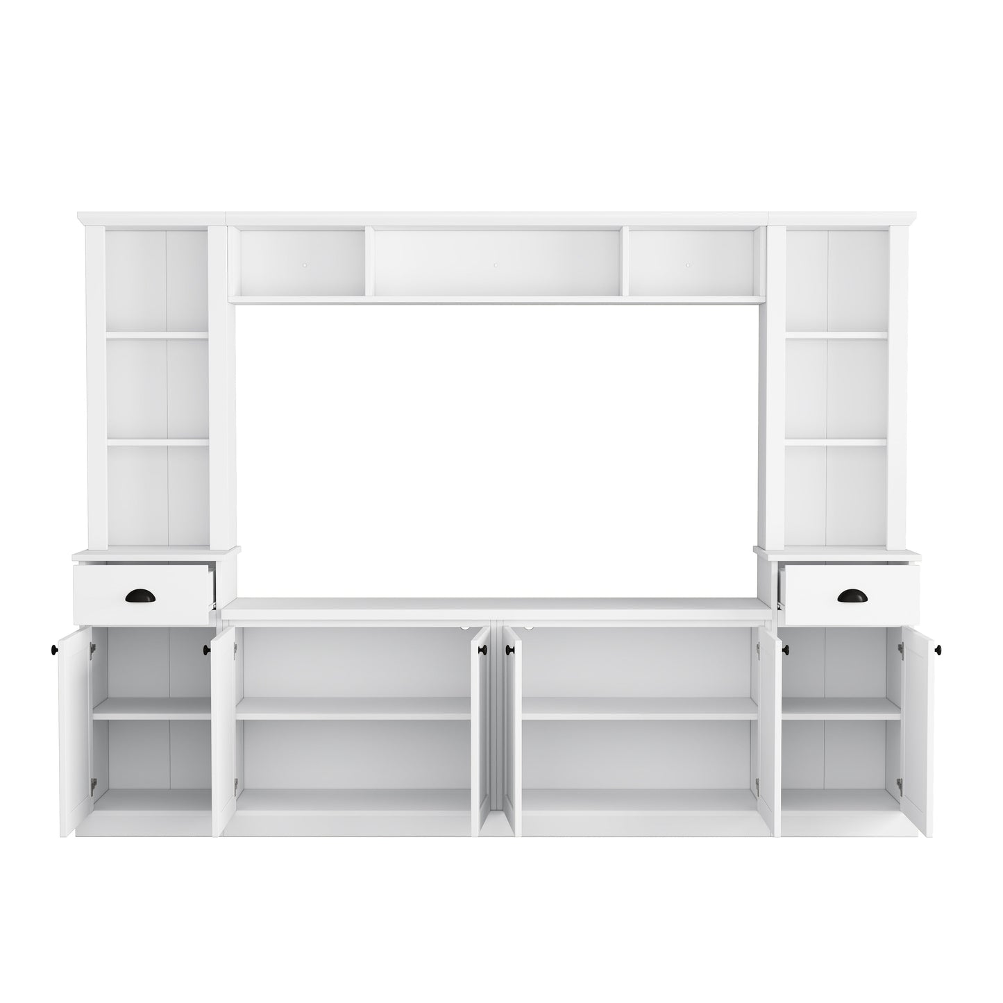 Minimalist Entertainment Wall Unit Set with Bridge for TVs Up to 75''