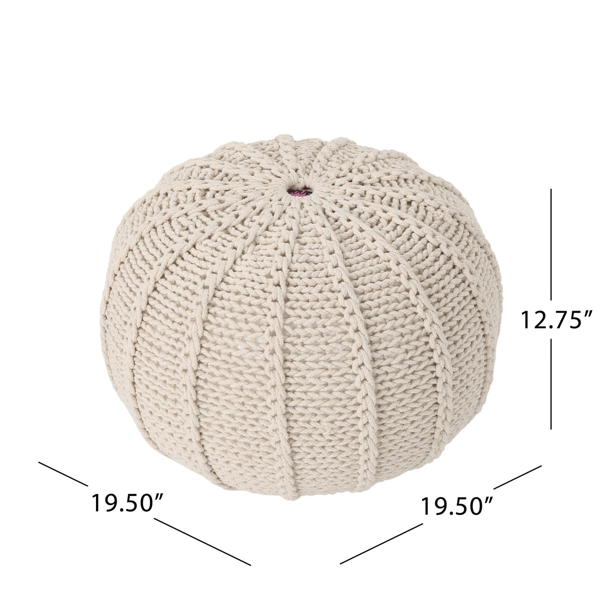 Bordeaux Knitted Cotton Round Pouf