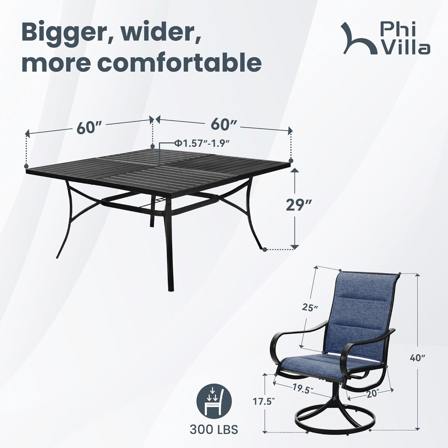 9 Piece Outdoor Dining Set Blue Patio Table With Chairs