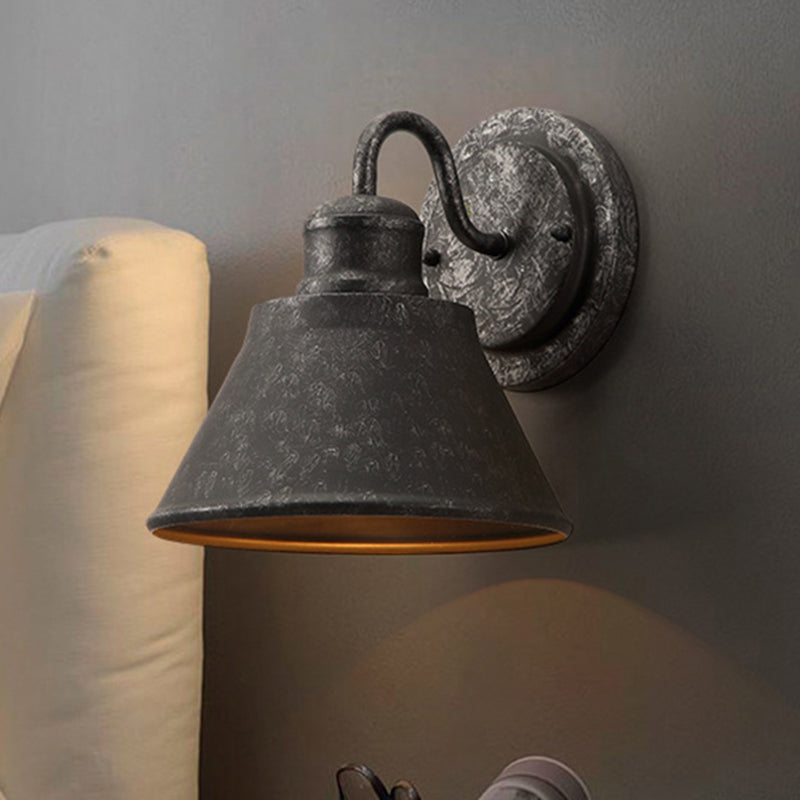 Bella Silver Metal Sconce Light Cone - Industrial Bedroom Wall Lighting