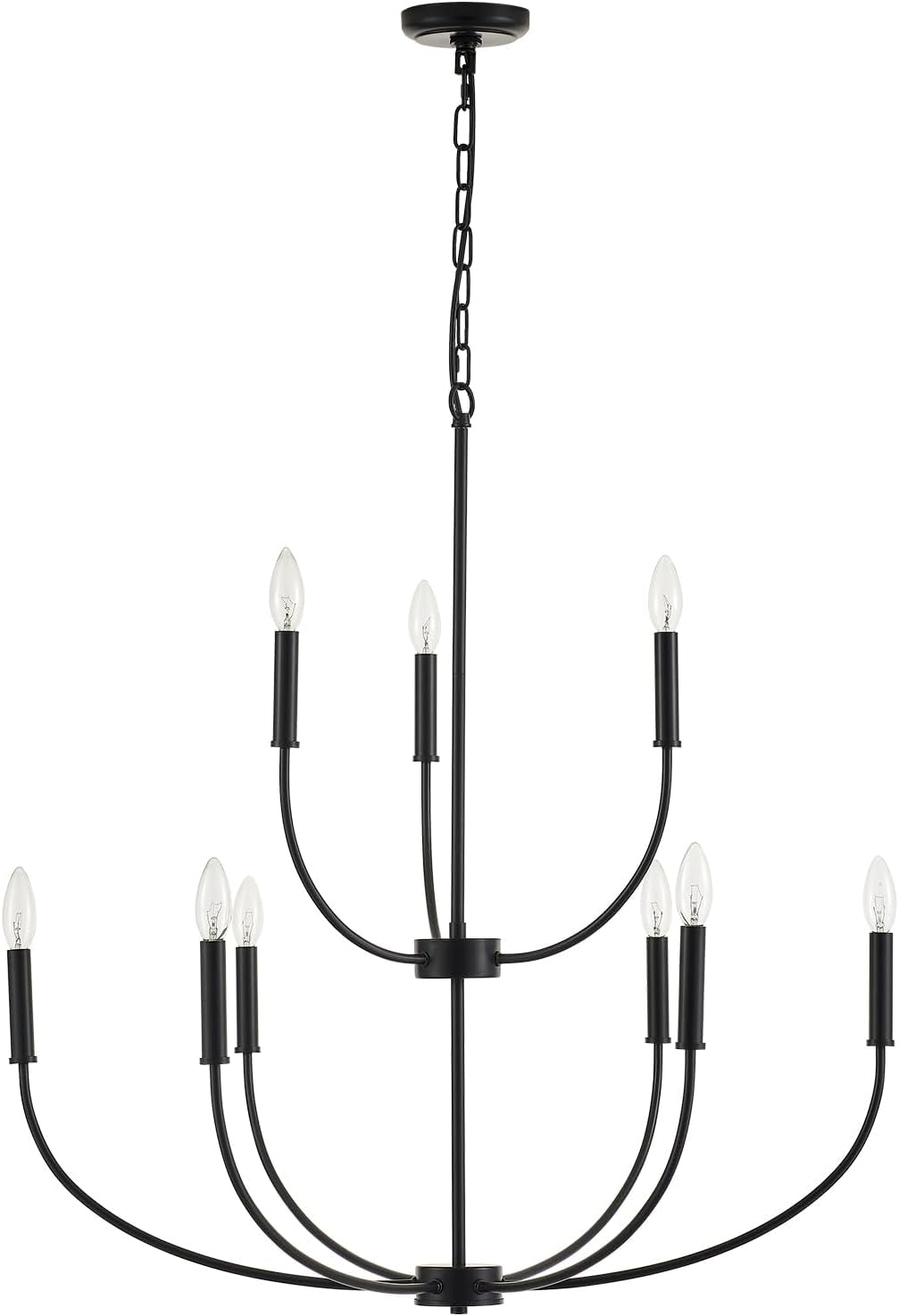 Nine Light Black Chandelier For Entryway Modern Farmhouse