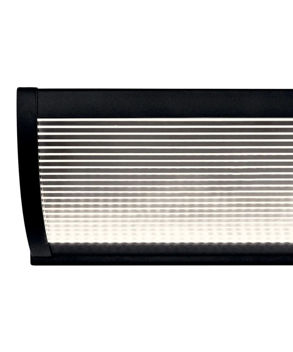 Roone 34"W 1-Light LED Vanity Bath Light Matte Black Finish, Clear Ribbed Shade by Kichler
