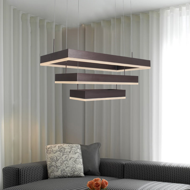 Josephine Coffee Cascade: Modern 3-Tier LED Chandelier