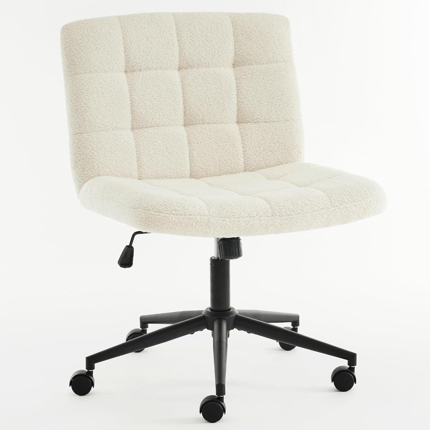 Swivel Faux Fur Armless Desk Chair With Wheels Height Adjustable