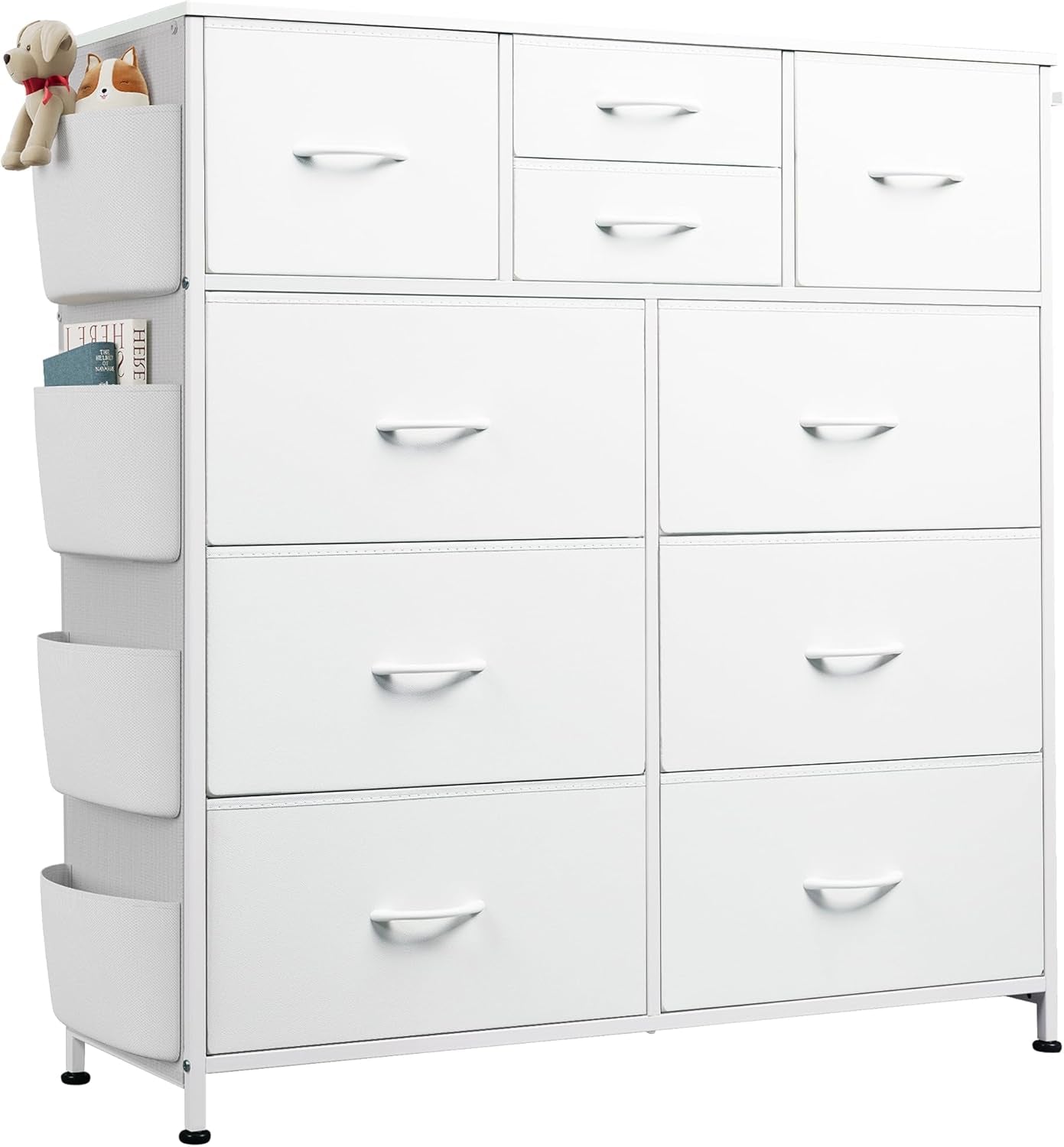 White Dresser 10 Drawer Storage Chest With Metal Frame