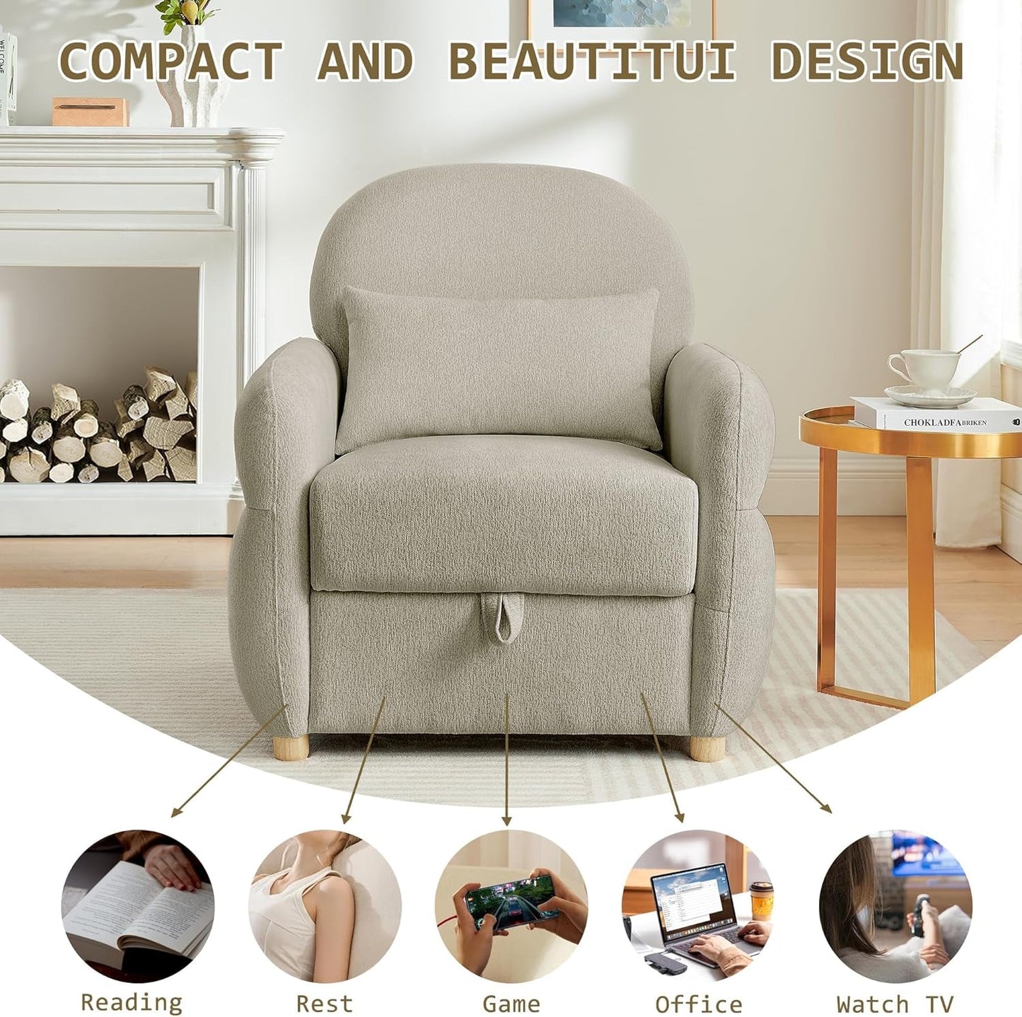 Gray 33.5 Inch Luxuriously Textured Modern Armchair