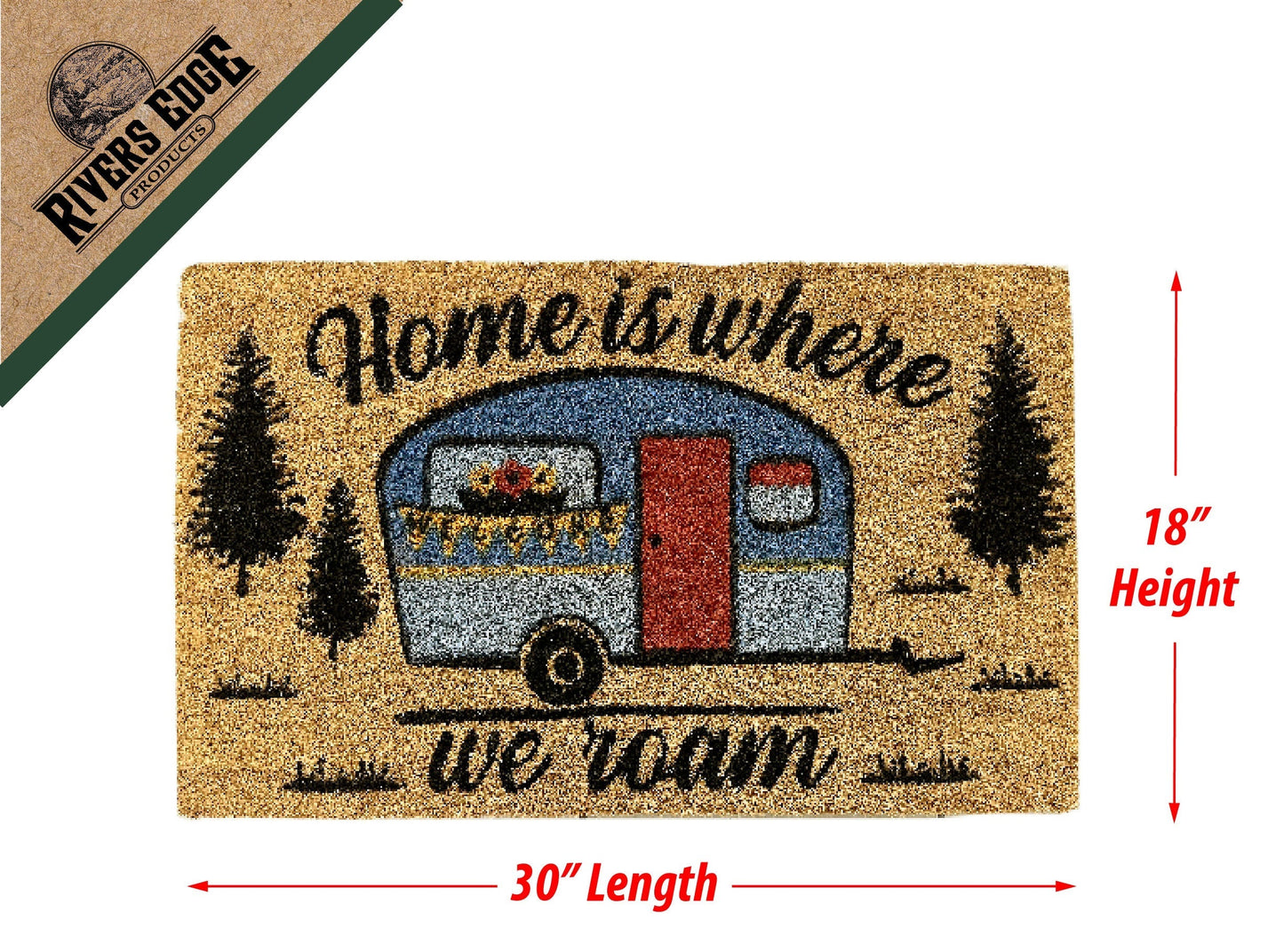 Coir Mat 30in x 18in-Home Is Where We Roam