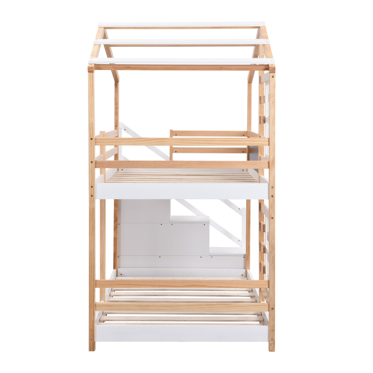 Twin Over Twin Bunk Bed House Bed With Roof Windows