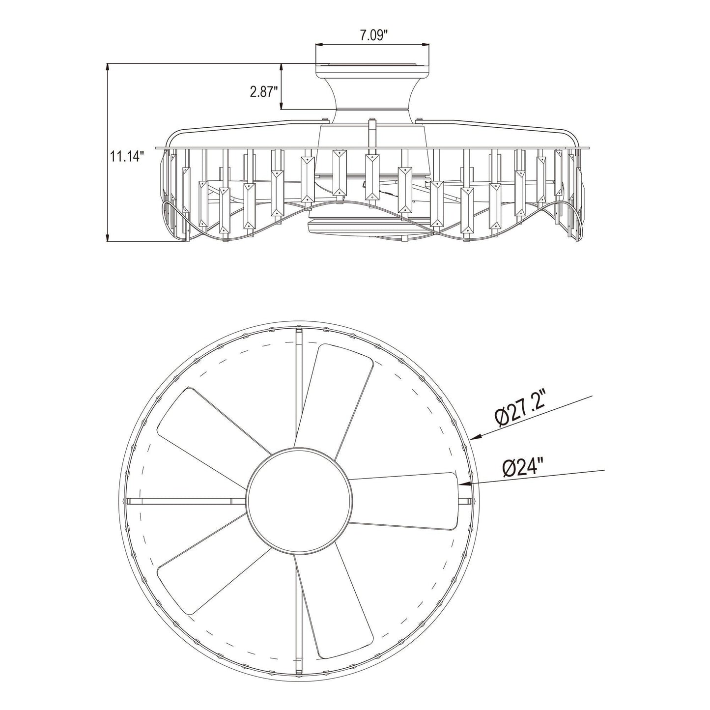 27" Modern Brush Nickel Flush Mount Reversible Ceiling Fan with Lighting and Remote Control