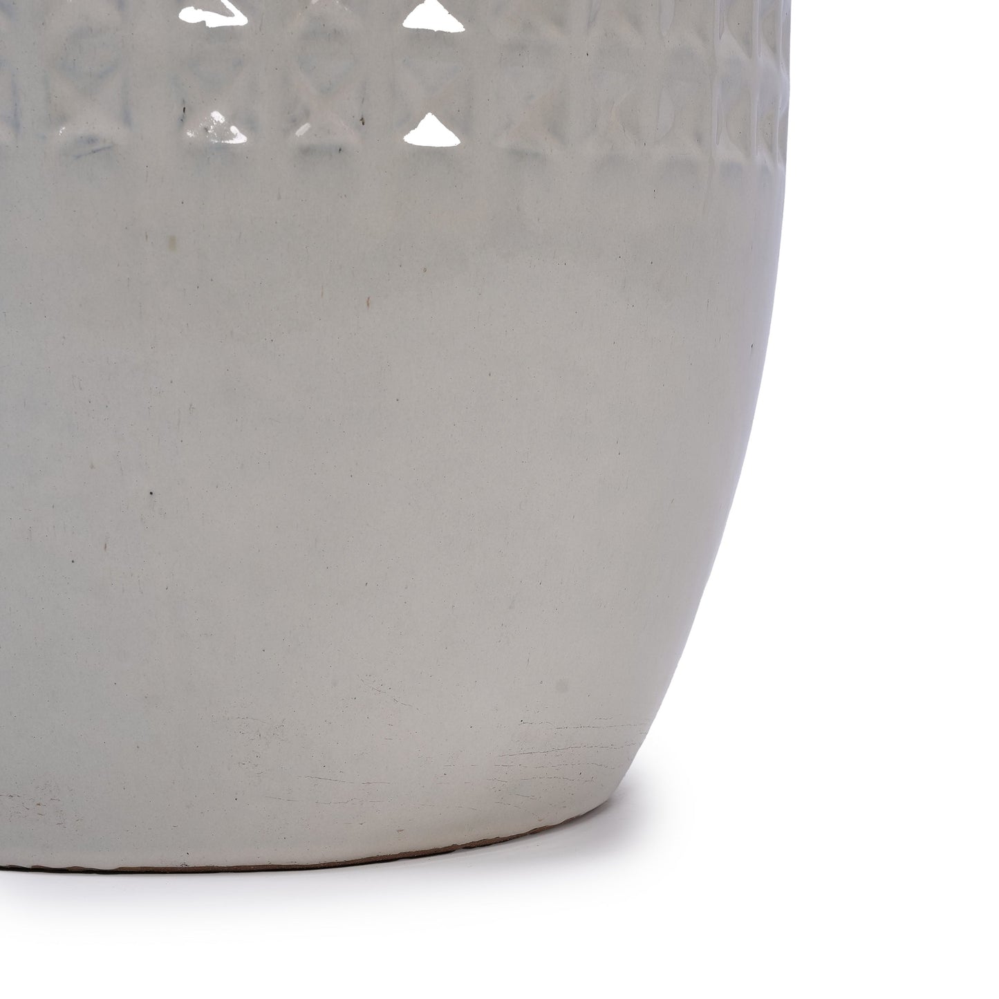 Set of 3 Ceramic Flowerpot, Modern Planter for Patio, Garden, Windowsill - Ancient White