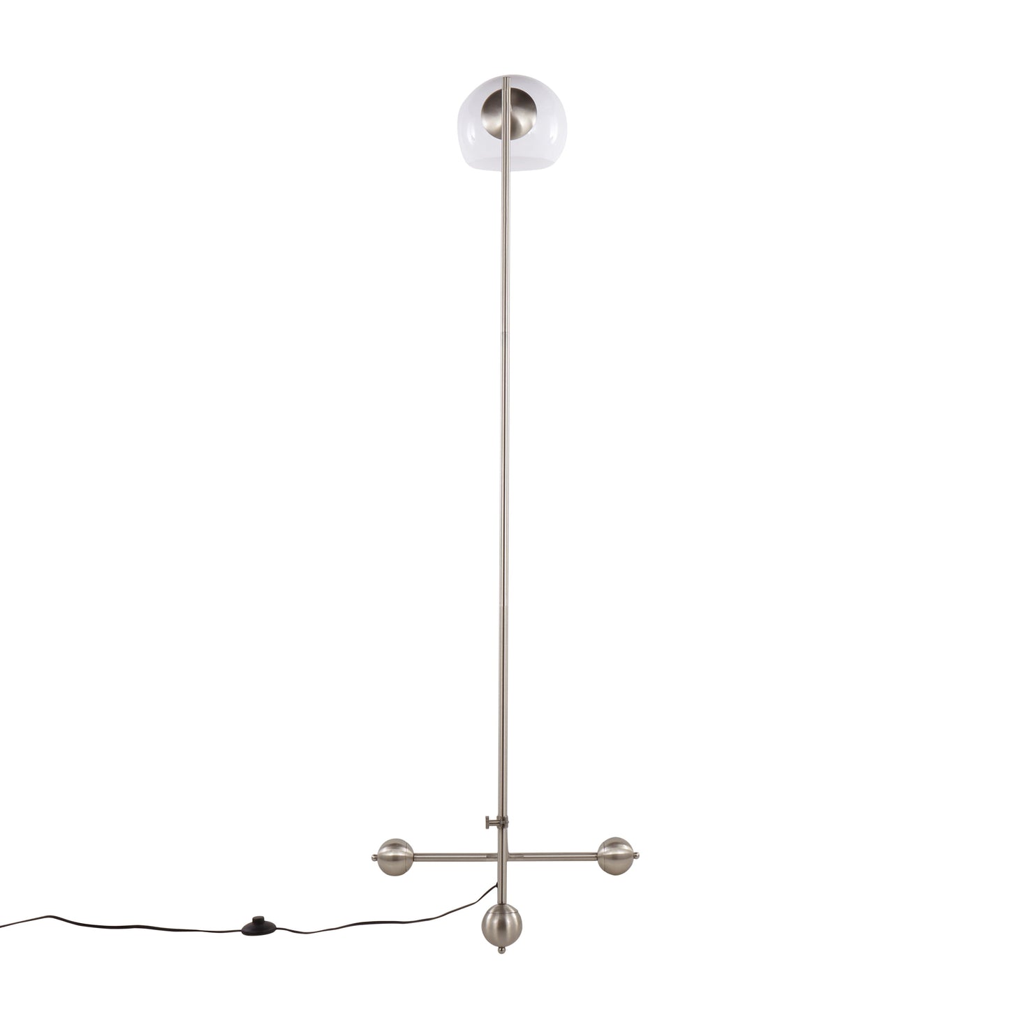 Eileen Contemporary Floor Lamp in Brushed Nickel with White Plastic Shade by LumiSource