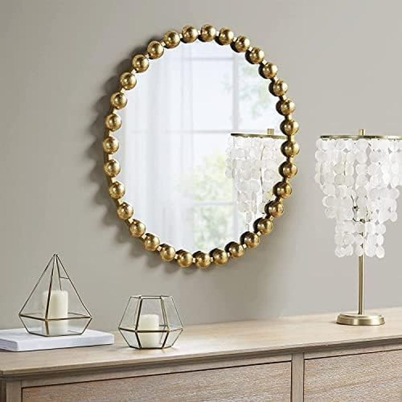 Round Wall Mirror With Gold Metal Frame 27 Inch Entryway