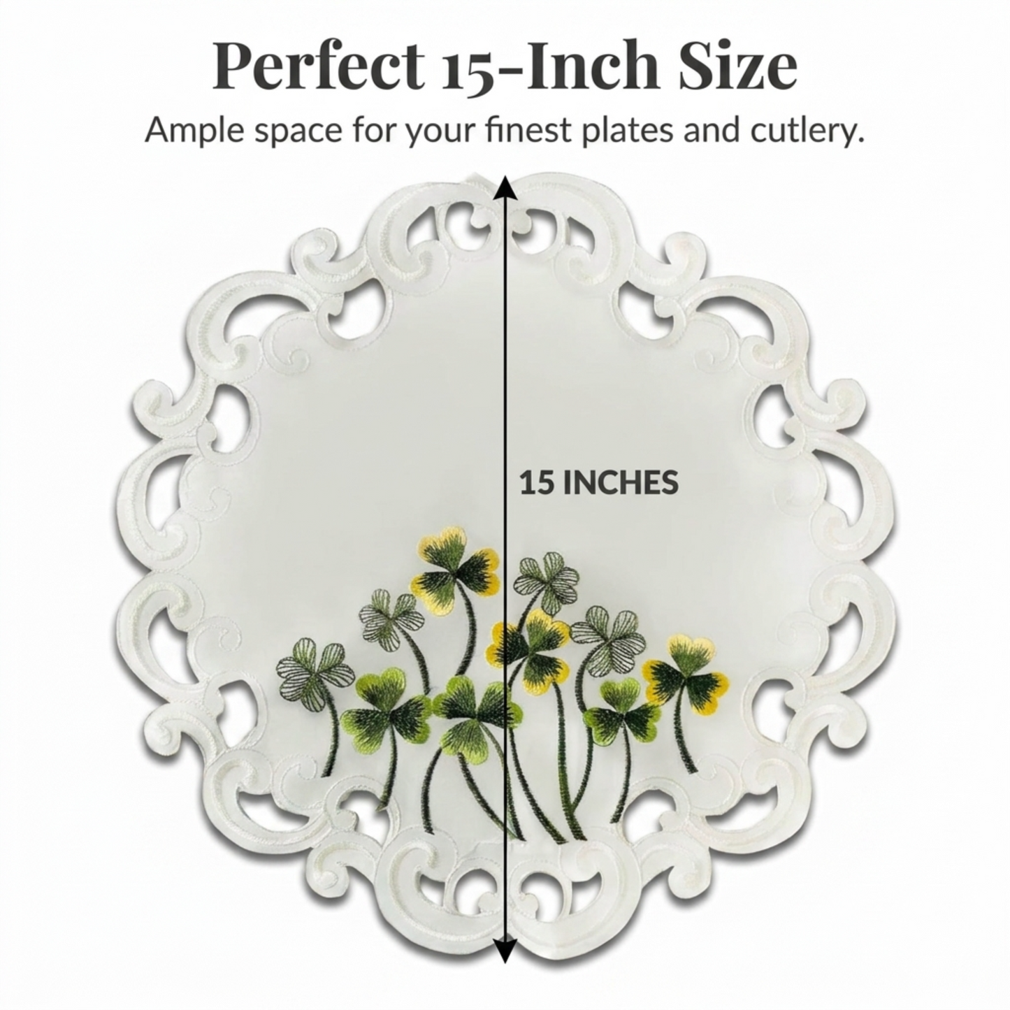 Ivory Lace Doilies – Round Linen Doilies for Rustic Table Decor, 15 Inch
