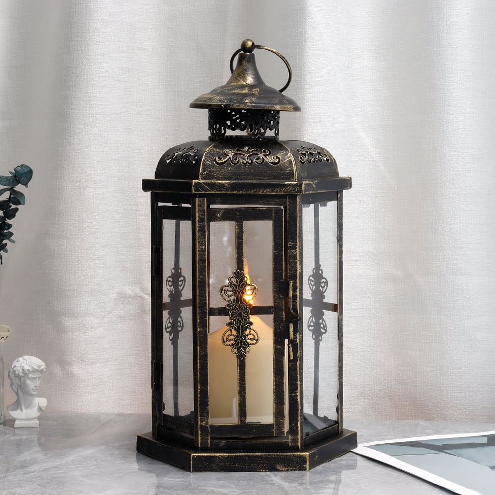 12“H Outdoor Candle Lanterns Vintage Metal Candle Holder
