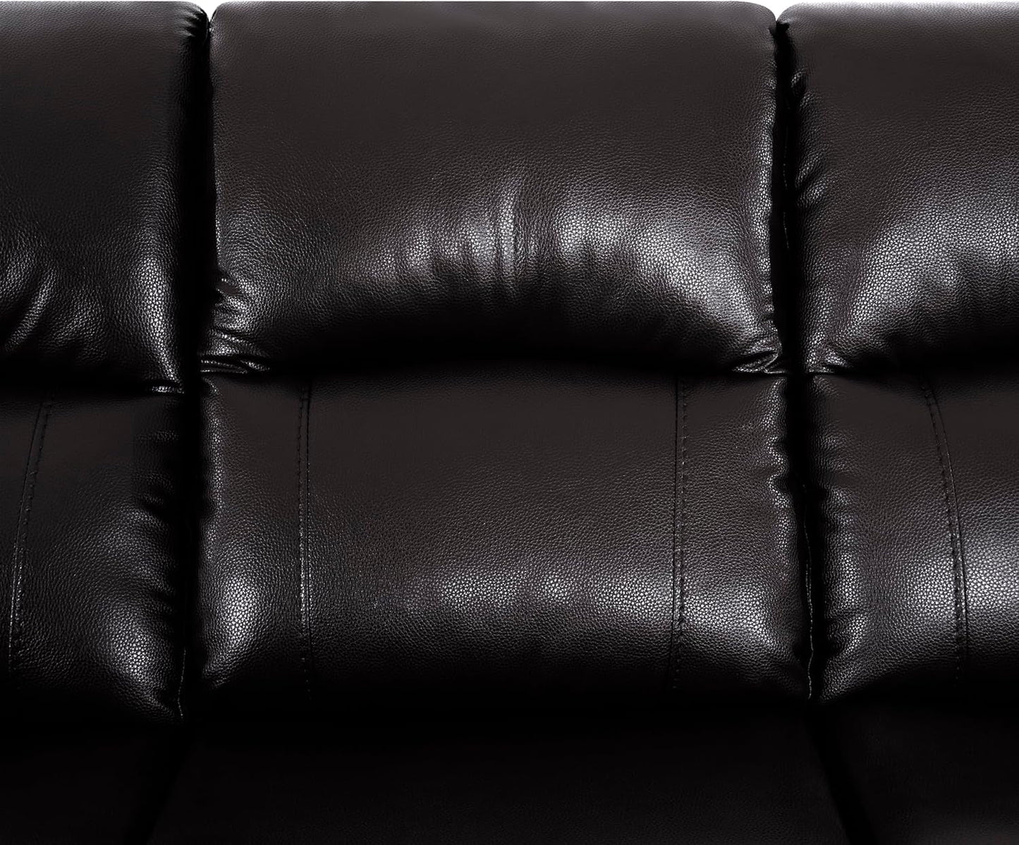 Espresso Leather Sofa Set With Manual Recliner For Living Room