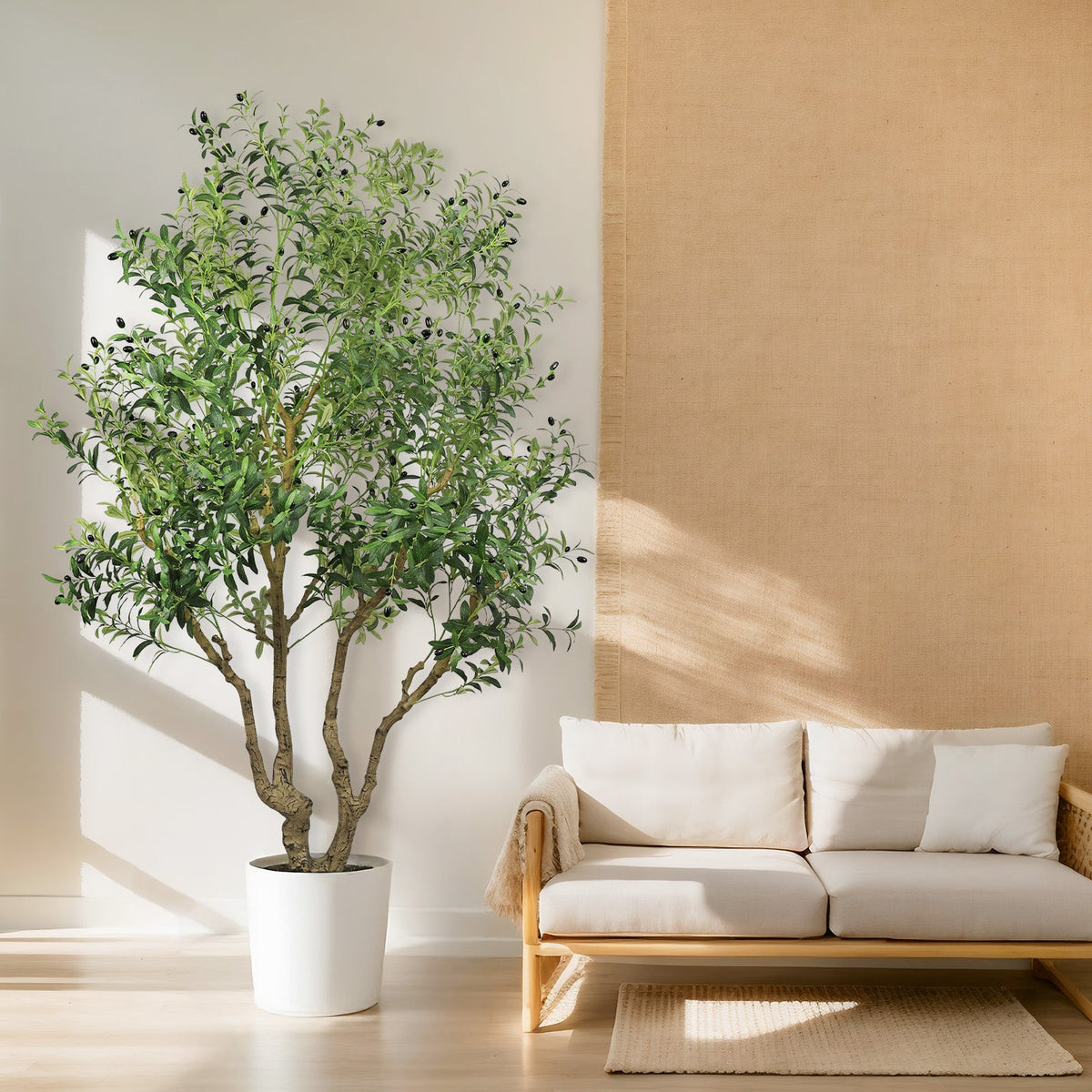 8FT Tall Artificial Olive Tree - Large Faux Potted Tree
