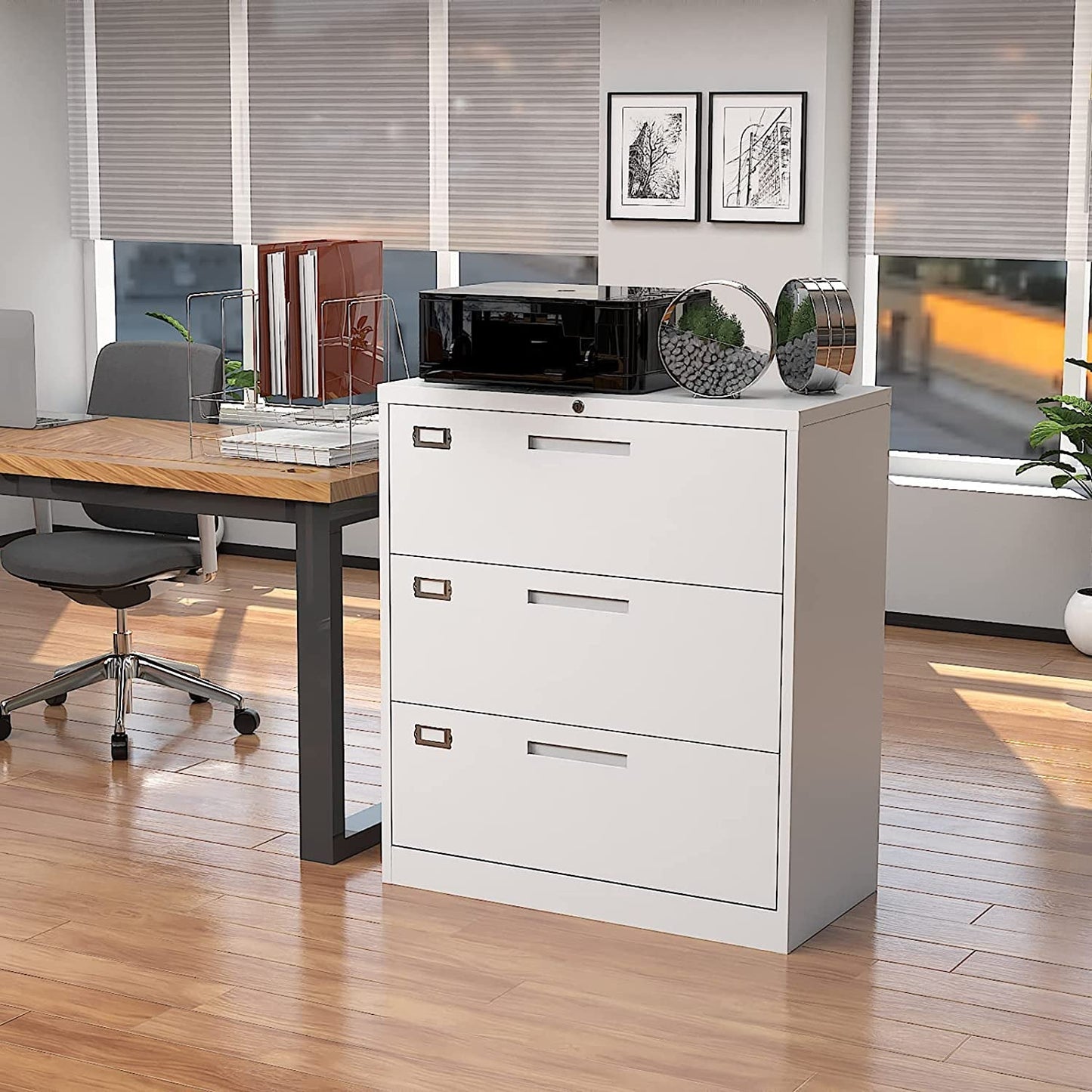 Lockable 3 Drawer Metal File Cabinet For Home Office