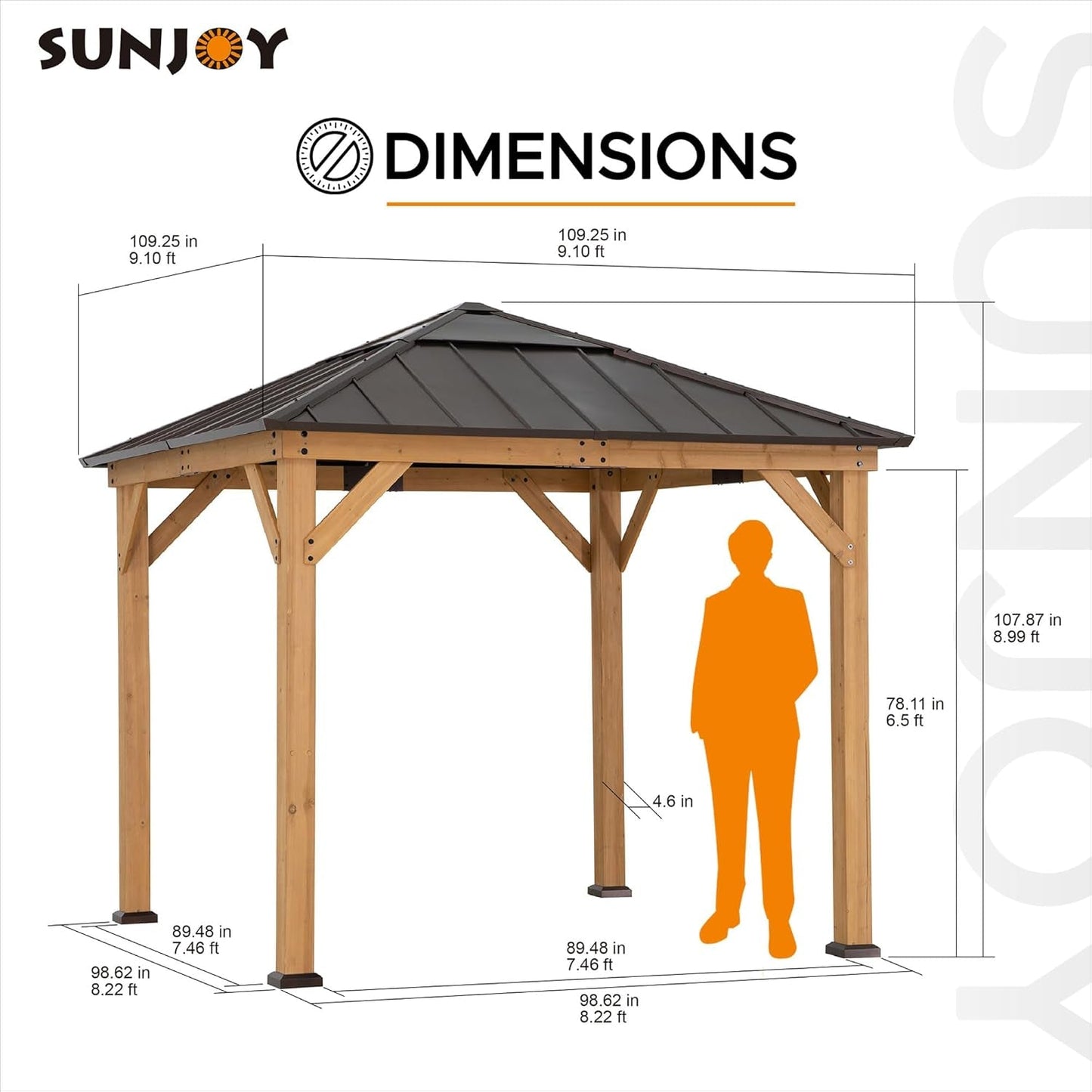 9x9 Cedar Framed Hardtop Gazebo Outdoor Patio Garden Shade