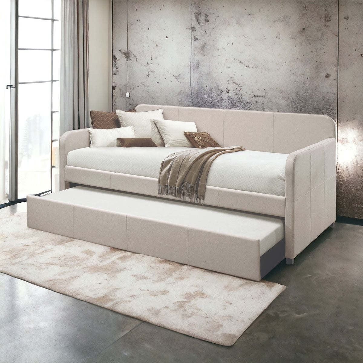 Jagger Fog Fabric Daybed With Trundle (Twin)