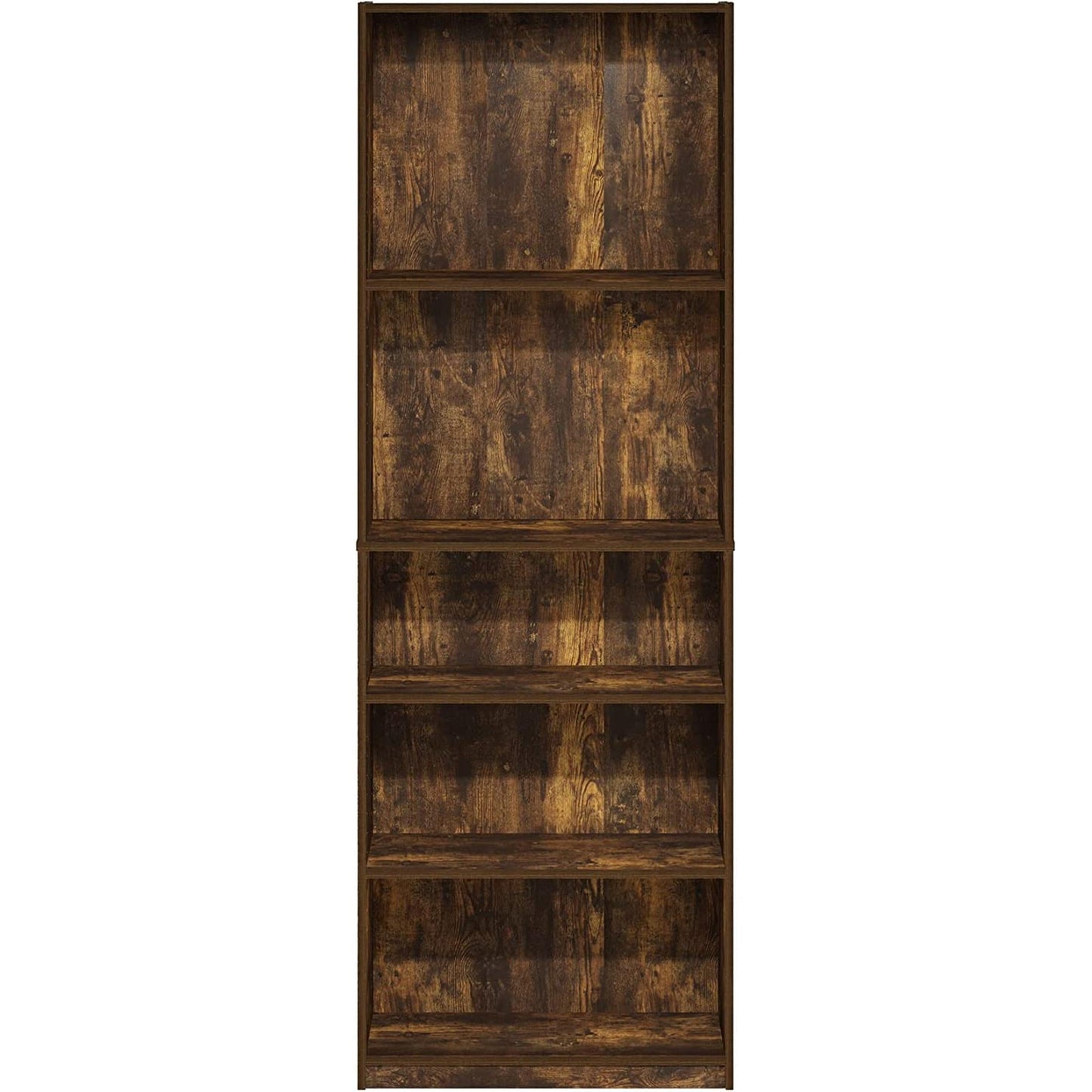 Amber Pine Adjustable 5-Tier Bookcase With Durable Shelves