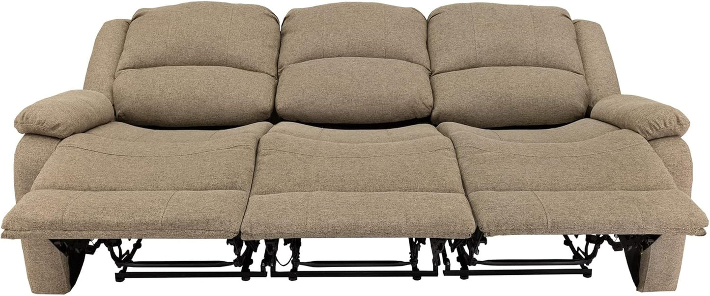 Charles 80In Triple Recliner RV Sofa Oatmeal Zero Wall