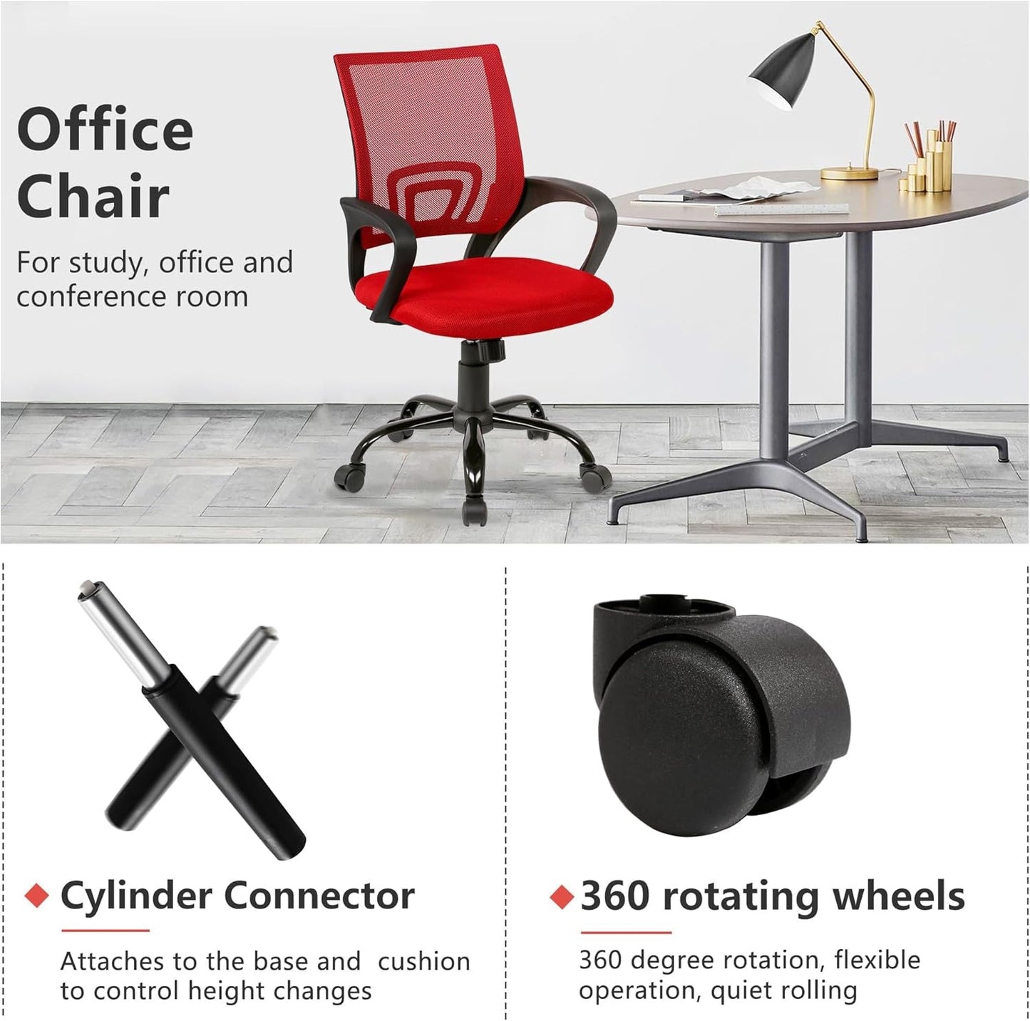 Ergonomic Mesh Office Chair With Lumbar Support Red