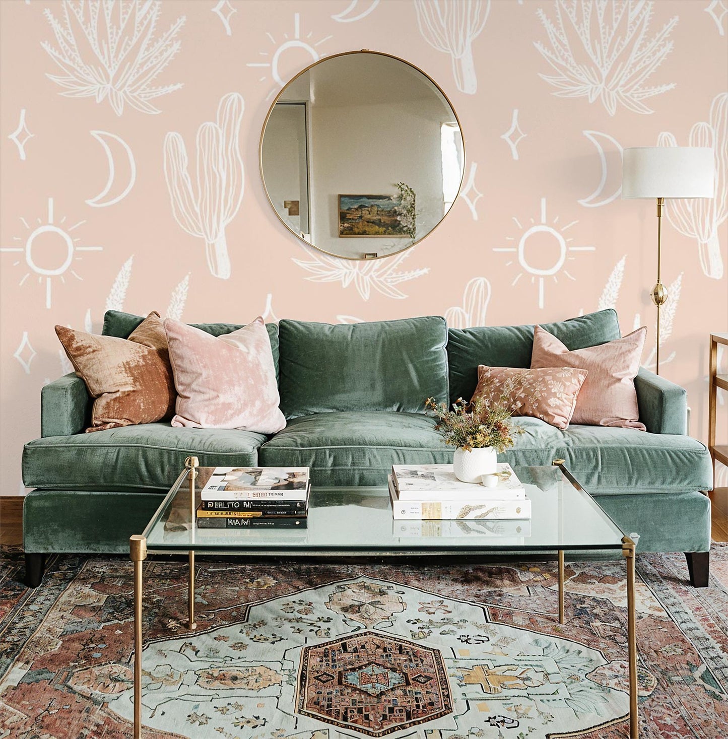 Desert Sky Wallpaper, large pattern, clay and white