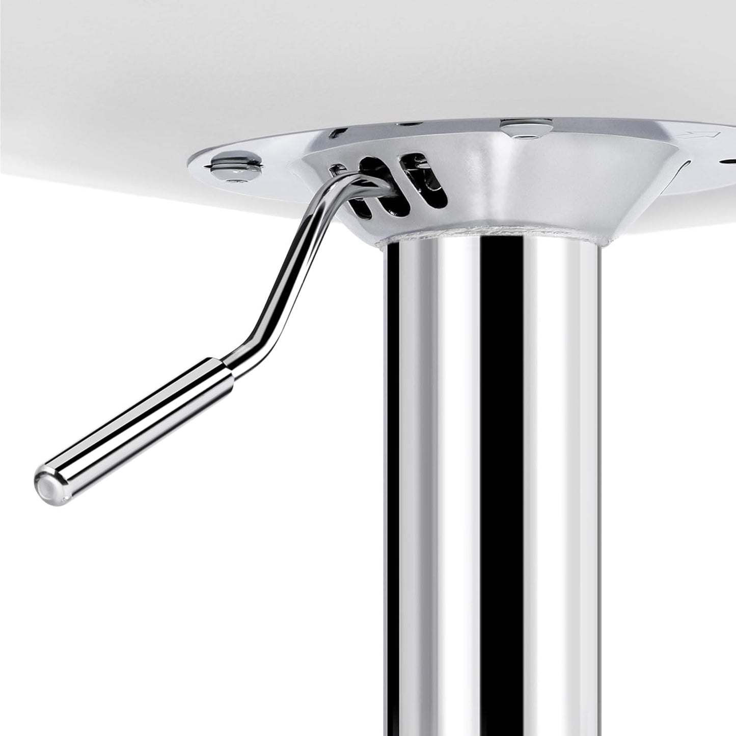 Bar Stools Set Of 2 White PU Leather Adjustable Swivel