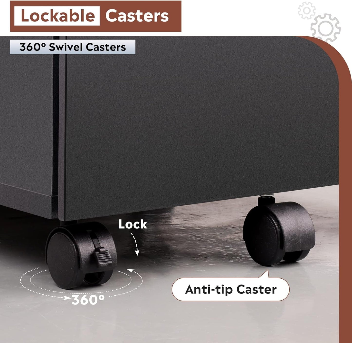 3 Drawer Lockable File Cabinet Under Desk Rolling Black Fits Letter Legal A4 Folders