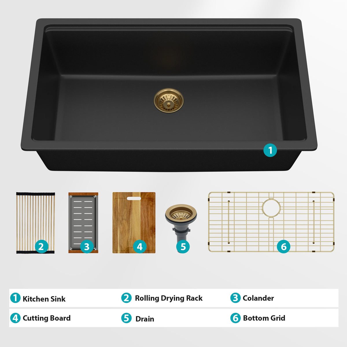 Quartz Kitchen Sink - 33" x 19" x 9.65"