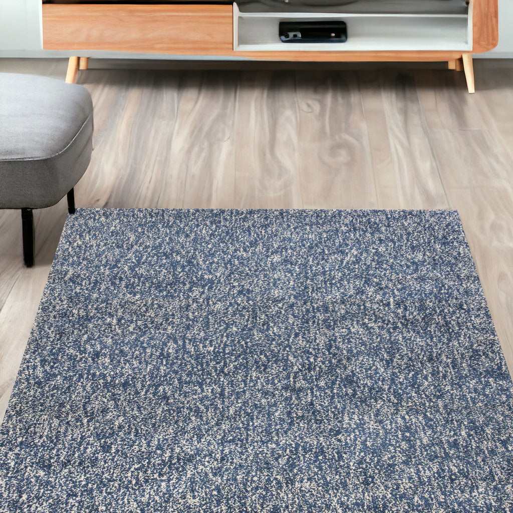 9' X 13' Polyester Indigo Or Ivory Heather Area Rug