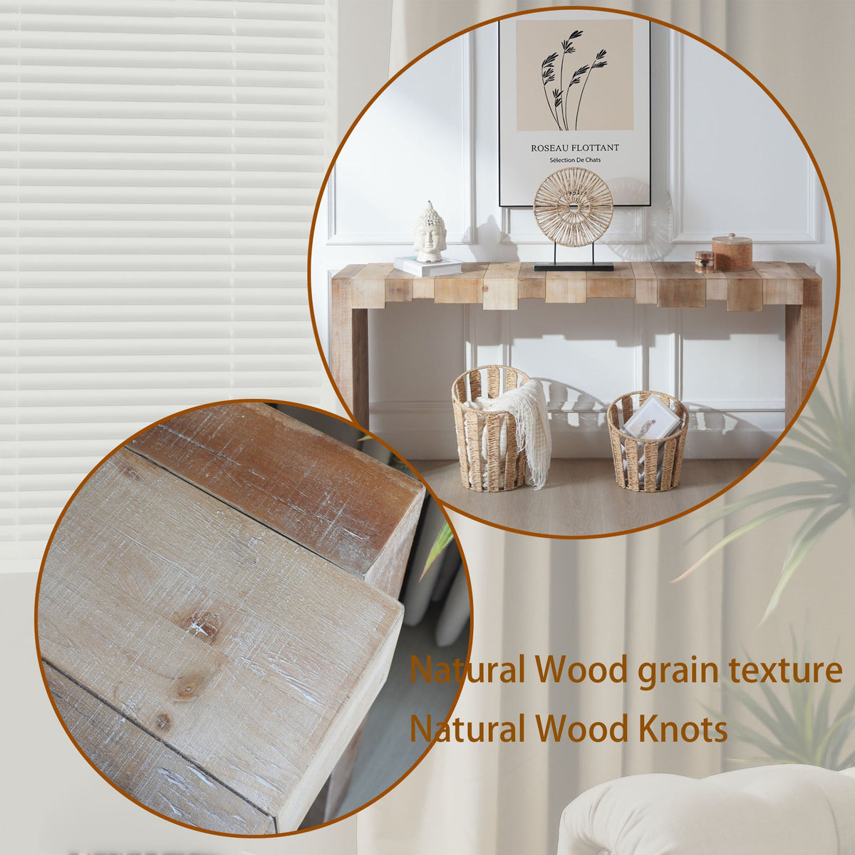 Modern Rustic Console Table - 71" Entryway Table