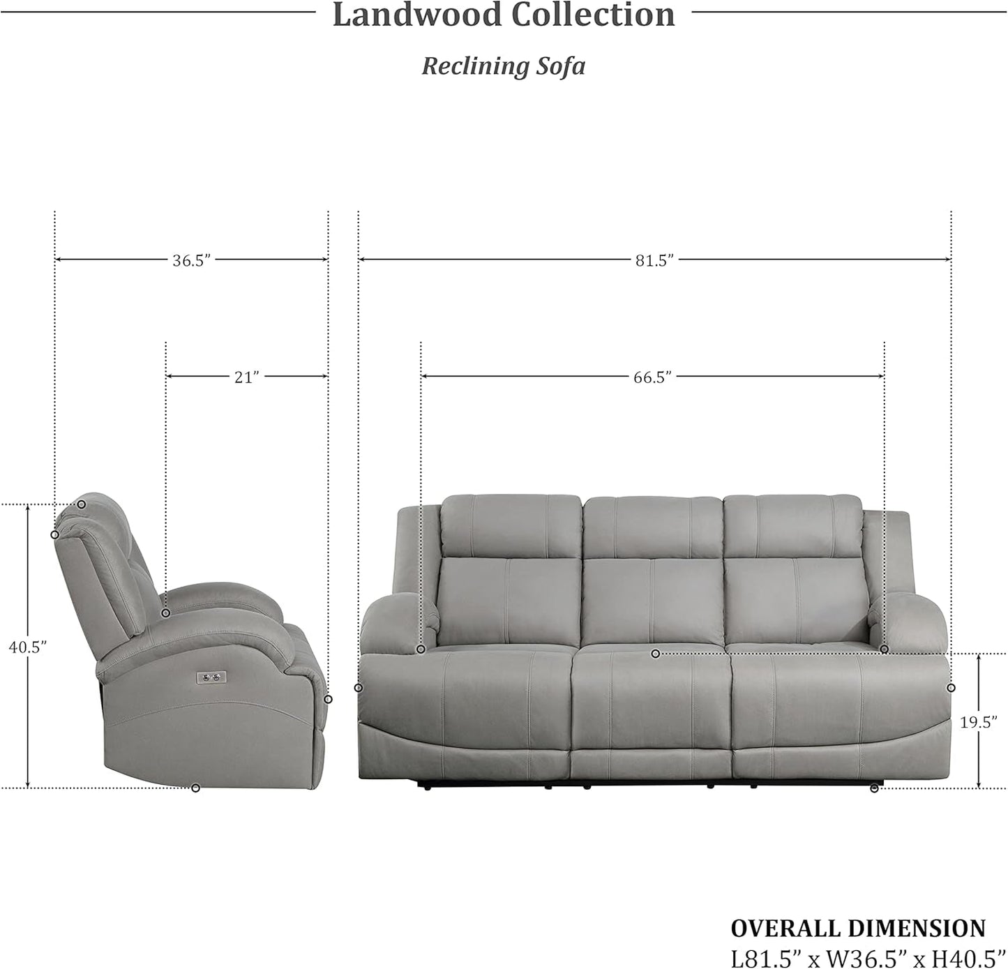 Landwood 3 Piece Power Reclining Living Room Set Gray