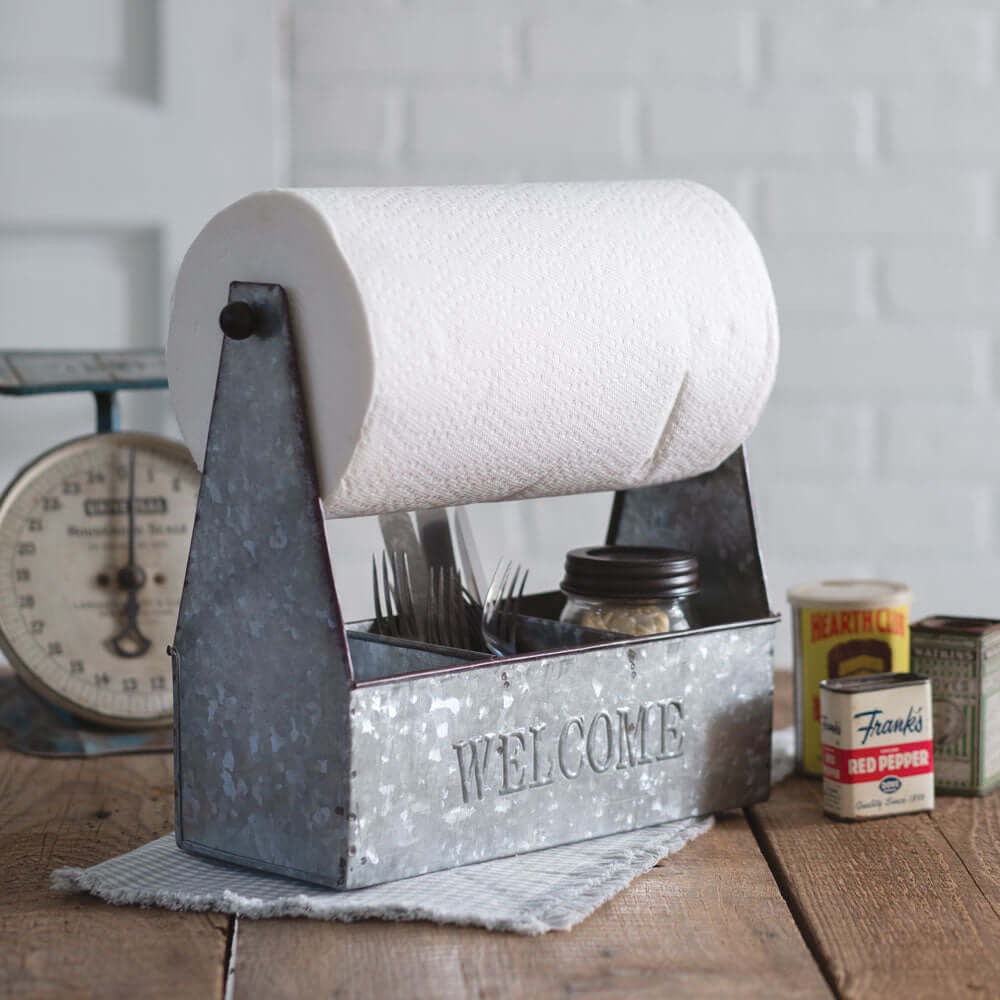 Farmhouse Kitchen Caddy & Paper Towel Holder