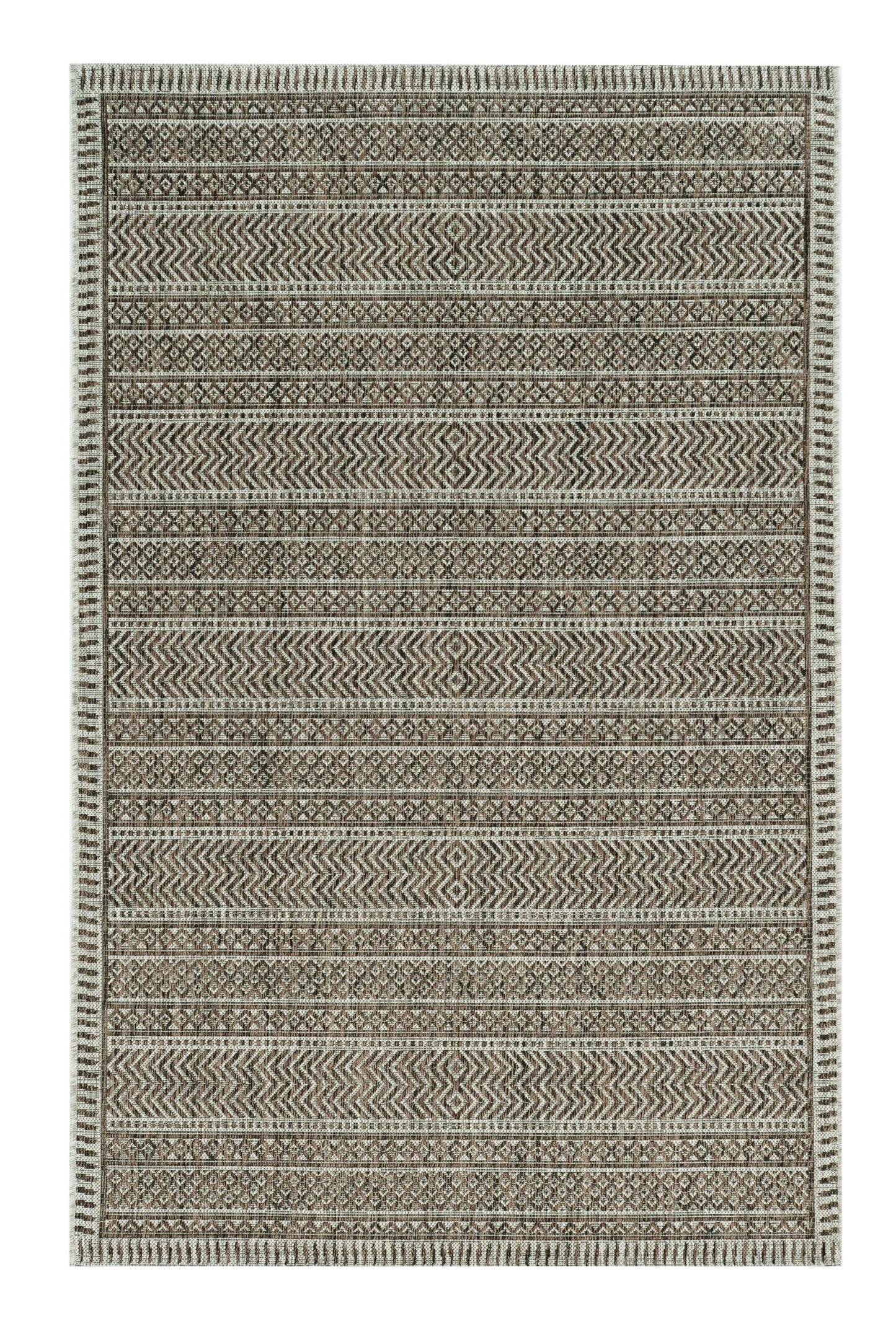 8' X 11' Mocha Geometric Patterns Indoor Area Rug